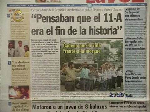 Titulares de Primera Página este 12 de Abril