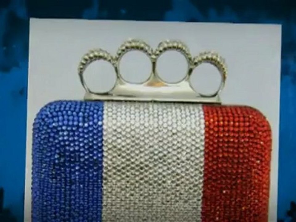 France Flag Crystal Evening Clutch Purse