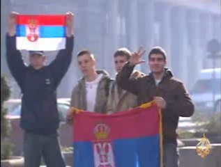 متظاهرون من الصرب يحتشدون  لاحتجاجهم على استقلال كوسوفو