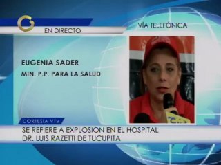Ministra de Salud, confirmó que ninguna persona resultó herida en explosión del laboratorio del hospital de Tucupita