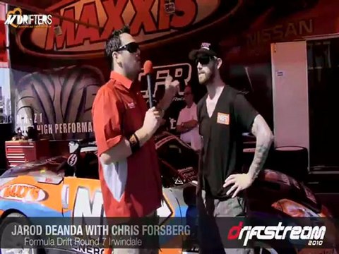 Jarod DeAnda interviews Chris Forsberg at round 7 of Formula