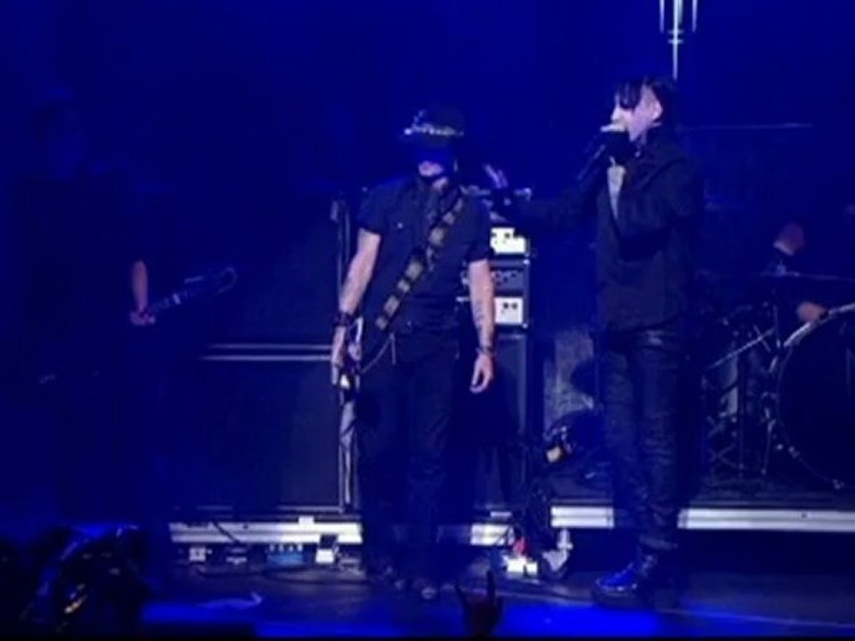Johnny Depp on stage with Marilyn Manson