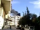 فري برس حمص حي القصور احتراق المباني السكنية جراء القصف على الحي 13 4 2012 ‫ج3