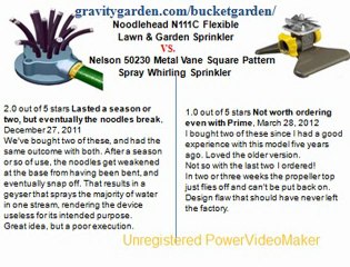 Noodlehead N111C Flexible Lawn & Garden Sprinkler vs Nelson 50230 Metal Vane Square Pattern Spray Whirling Sprinkler