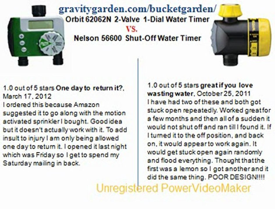 Orbit 62062N 2-Valve 1-Dial Water Timer  vs Nelson 56600 Shut-Off Water Timer