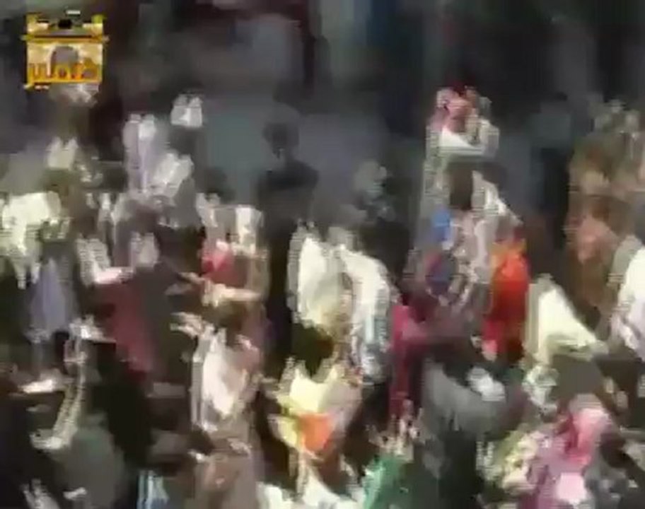 فري برس ريف دمشق انطلاقة ثوار مدينة ضمير من مساجد الحرية  13 4 2012 Damascus