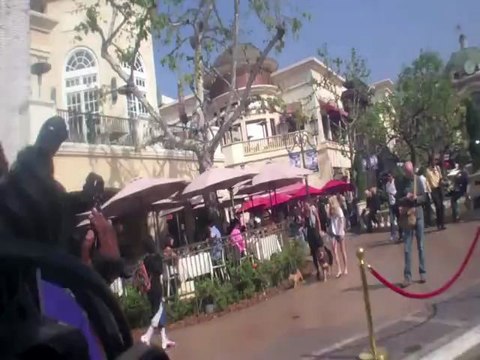 amanda seyfried walks her dog around at the grove