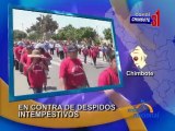 Chimbote Trabajadores de SIDER PERU marchan contra despidos arbitrarios.
