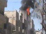 فري برس حمص الخالدية احتراق احد المباني اين المراقبين 16 4 2012 Homs