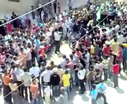فري برس درعا كفر شمس مظاهرة صباحية نصرة للمدن المحاصرة 16 4 2012 Daraa