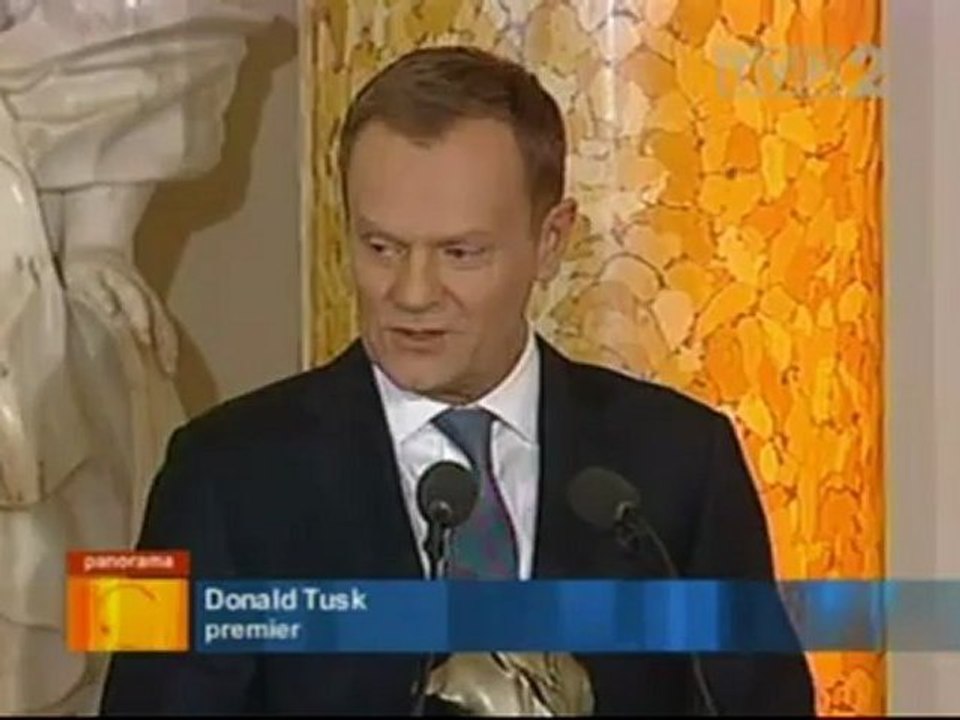 Panorama 15.04.2012 Donald Tusk odbiera wiktora i mówi o wolnych mediach