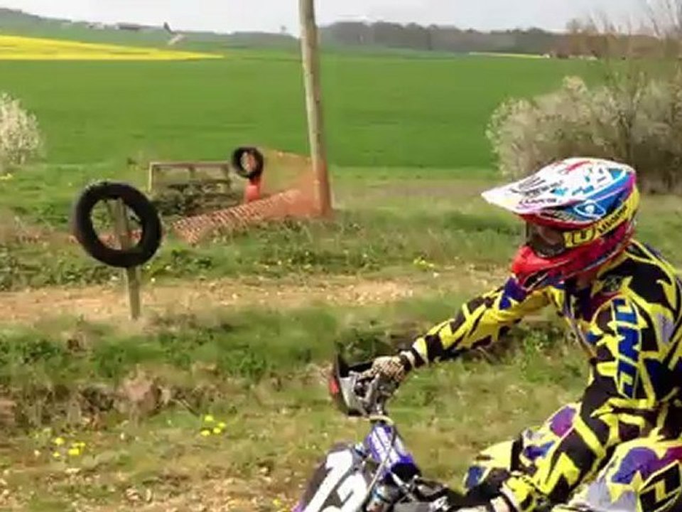 juju du 49 1er roulage mob cross FLC-Racing 125kx moteur 50cc derbi