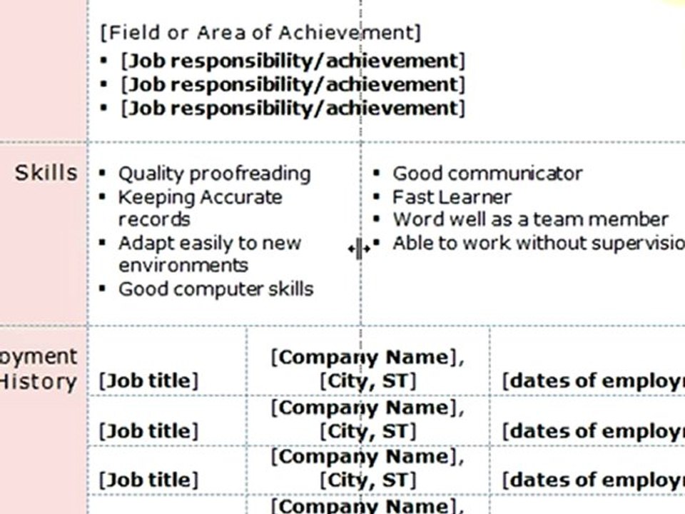 Instruction for Student Resume Templates