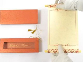 S999, Red Scroll Invitations, Jewish Box Scrolls