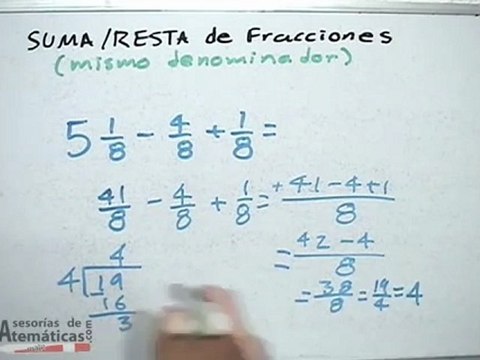 Suma y resta de fracciones con mismo denominador