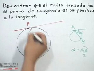 Ángulo formado por una línea tangente y radio de una circunferencia