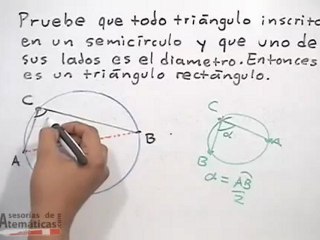Triángulo rectángulo formado en la circunferencia