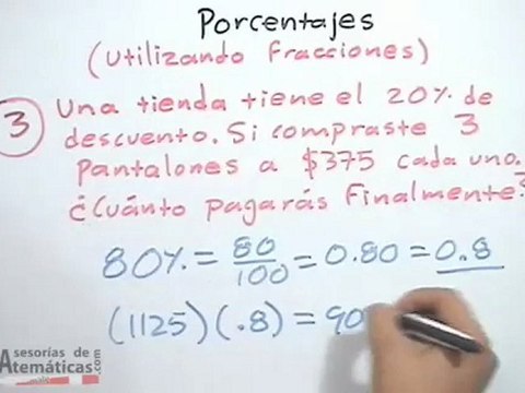 Porcentajes (utilizando fracciones)