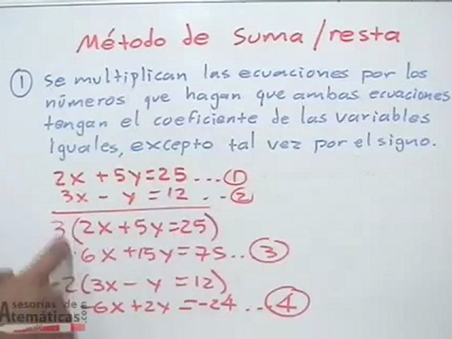 Ecuaciones simultáneas lineales 2x2: método de suma / resta (reducción) -  Vídeo Dailymotion