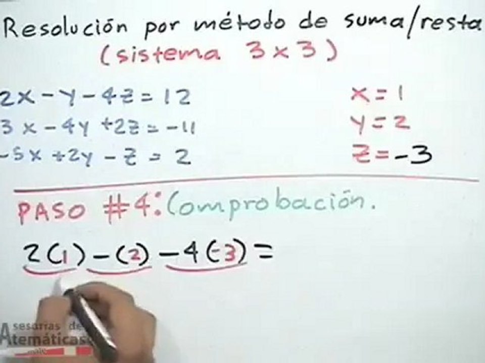 Ecuaciones simultáneas lineales 3x3: método de suma y resta - Vídeo  Dailymotion