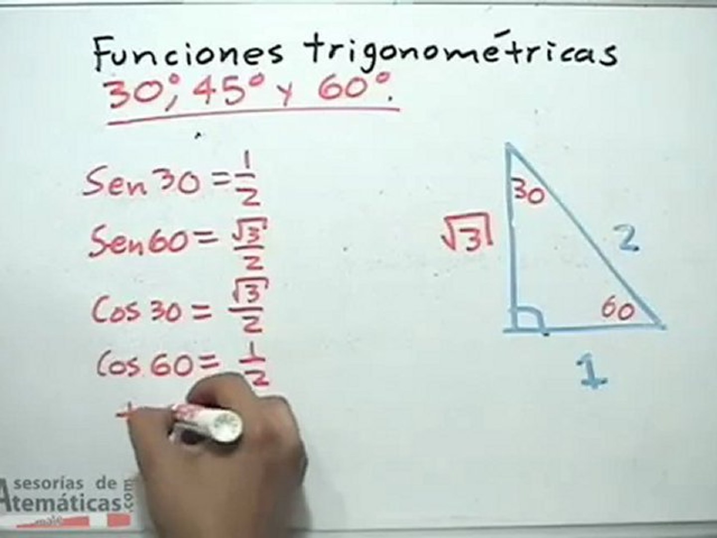 Valores para las funciones trigonométricas de 30, 45 y 60 grados - Vídeo  Dailymotion
