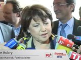 Interview de Martine Aubry au meeting de François Hollande à Lille