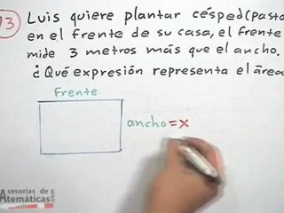 Hallar la expresión del área de un rectángulo, bajo condiciones dadas