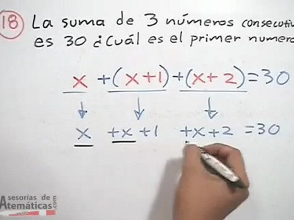 La suma de 3 números consecutivos es 30
