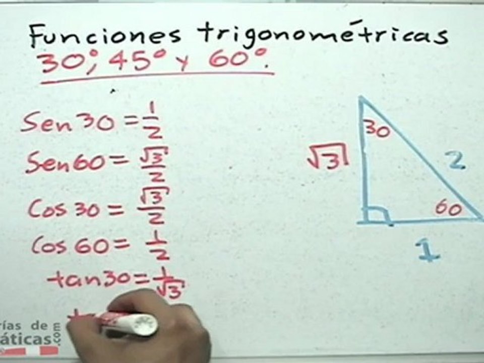 Funciones trigonométricas para los ángulos 30, 60 y 45 - HD