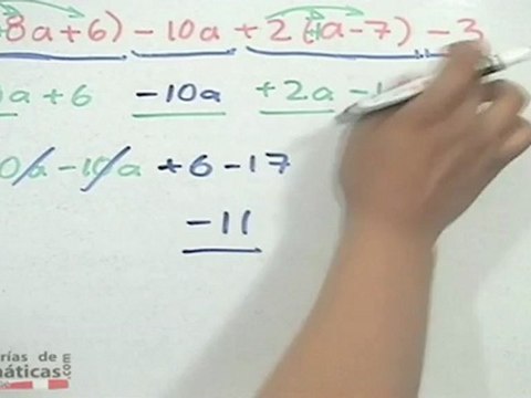 Ejercicio 3 de simplificación de una expresión algebraica con paréntesis