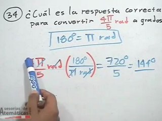 Ejercicio de convertir radianes a grados