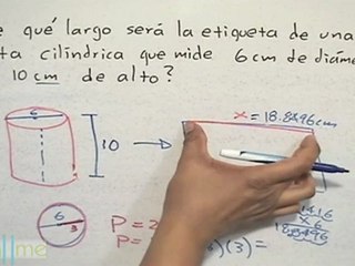 Largo de una etiqueta cilíndrica (perímetro de una circunferencia)