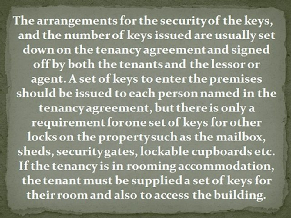 Tenancy Agreements Protect Rights of all Parties to Locks and Keys