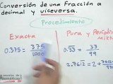 Conversión de una fracción a decimal y viceversa (PARTE 1)