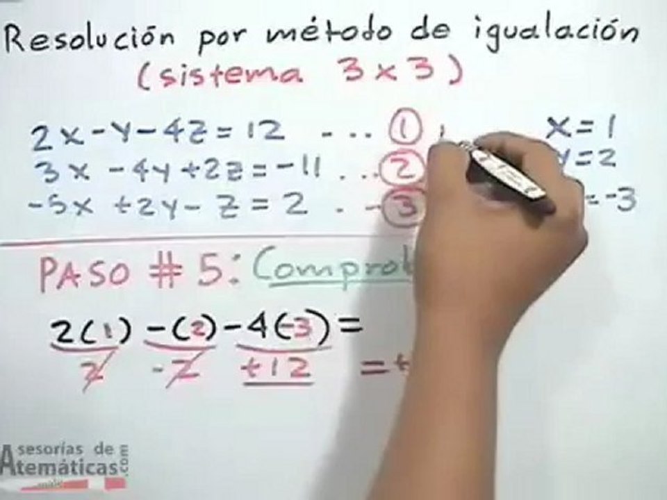 Sistemas de ecuaciones lineales 3x3: método de igualación ( P2)
