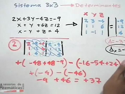 Ecuaciones simultáneas 3x3: determinantes (P1)
