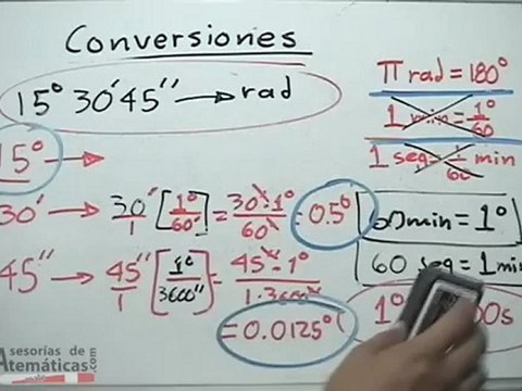 Conversiones entre grados, radianes, minutos y segundos - PARTE 1