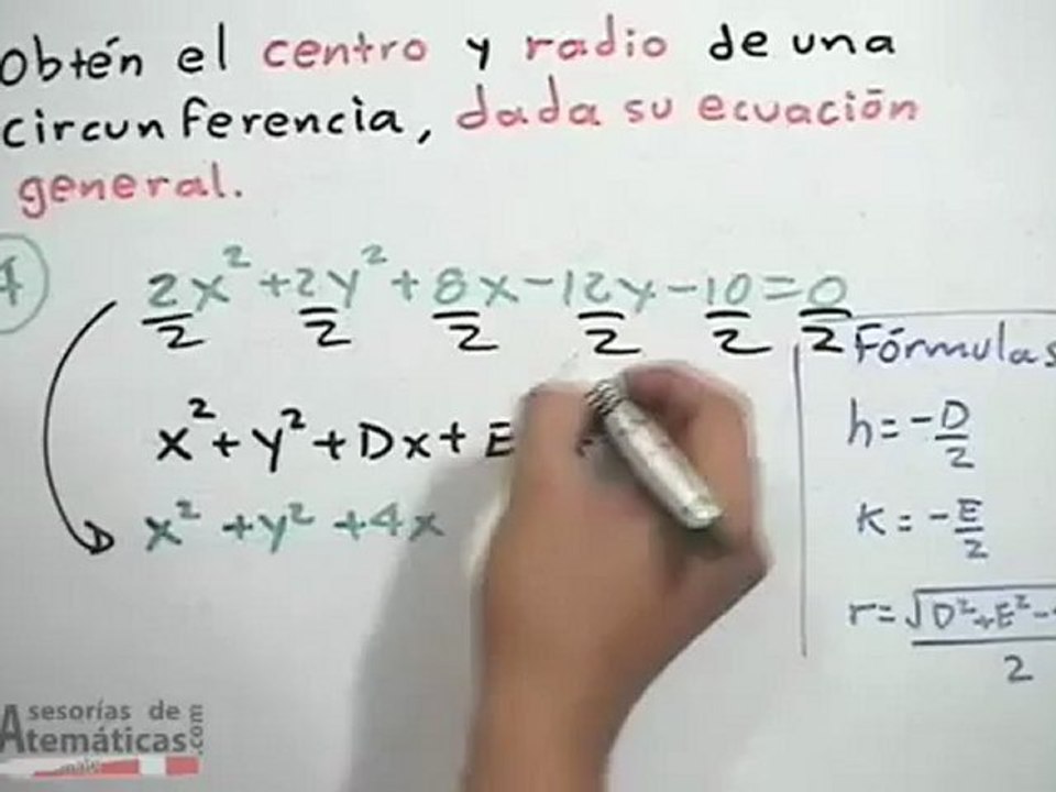 Obtener centro y radio de una ecuación general de circunferencia -  geometría analítica (PARTE 2) - Vídeo Dailymotion
