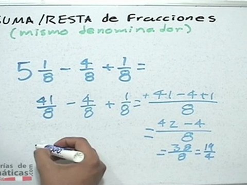 Suma y resta de fracciones con mismo denominador - HD