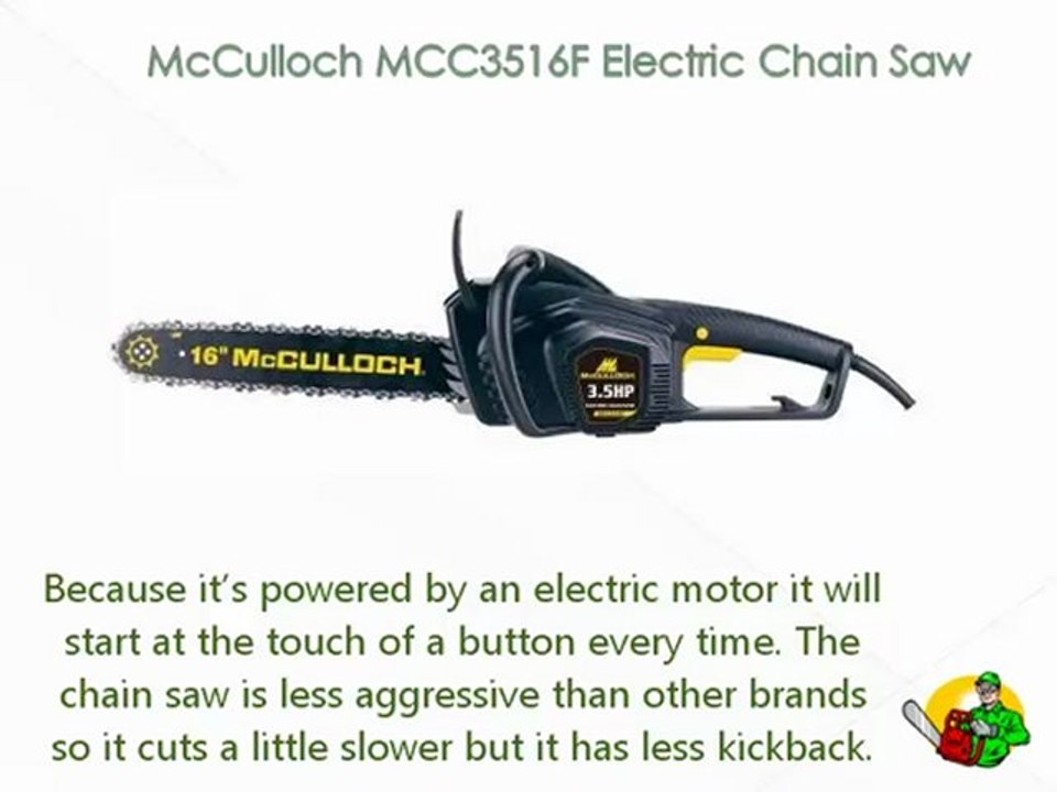 McCulloch MCC3516F Electric Chainsaw Review video Dailymotion