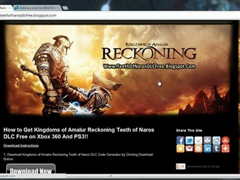 Kingdoms Of Amalur Reckoning Teeth of Naros DLC Codes - Free!!