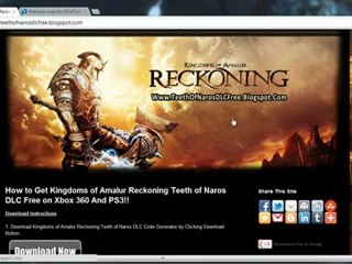Kingdoms Of Amalur Reckoning Teeth of Naros DLC Codes - Free!!