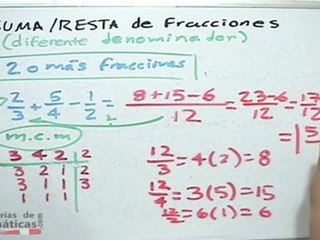 Suma y resta de fracciones con diferente denominador - HD
