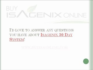 The 30 Day Isagenix Cleanse System