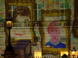 Giant image of the Queen beamed onto Buckingham Palace