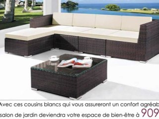 Canapé d'angle de jardin et table base en résine tréssée Acapulco