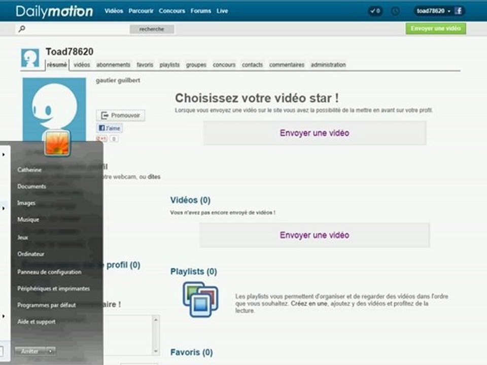 mon nouveau compte dailymotion