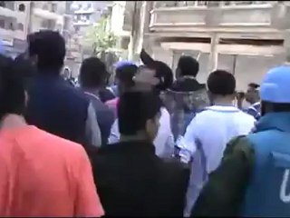 فري برس حمص جورة الشياح وصول بعثة المراقبين للحي21 4 2012 Homs