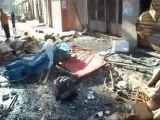 حريق هائل بسوق الخان ومصرع 4 اشخاص واصابة 25 شخص