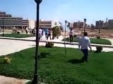 فري برس جامعة حلب اطلاق غازات مسيلة للدموع على الطلاب 23 4 2012 Aleppo